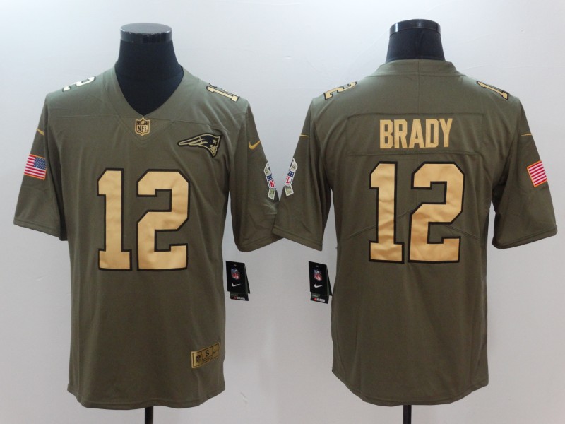 Men New England Patriots #12 Brady Gold Anthracite Salute To Service Nike NFL Limited Jersey->women nfl jersey->Women Jersey